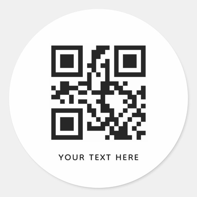 Sticker Rond Code QR personnalisé et promotion de texte blanc (Devant)