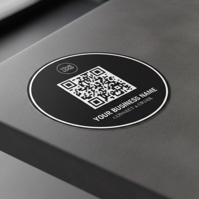 Sticker Rond Code QR personnalisé Logo d'entreprise | Marque   (Créateur téléchargé)