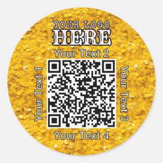 Sticker Rond Code QR personnalisé Logo Entreprise Doré Branding
