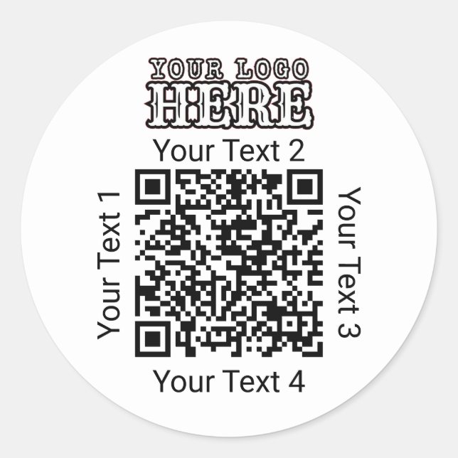 Sticker Rond Code QR personnalisé Logo Entreprise Marque (Devant)