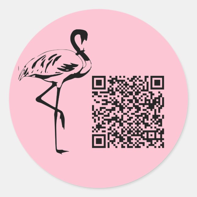 Sticker Rond Code QR personnalisé Logo Rose pastel tendance (Devant)