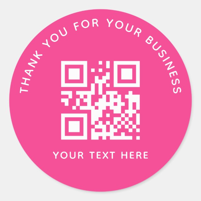 Sticker Rond Code QR personnalisé Merci d'affaires Rose (Devant)