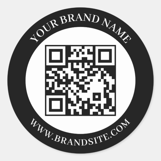 Sticker Rond Code QR personnalisé Noir & Blanc Design Classique (Devant)