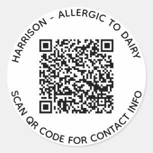 Sticker Rond Code QR personnalisé nom texte contact information