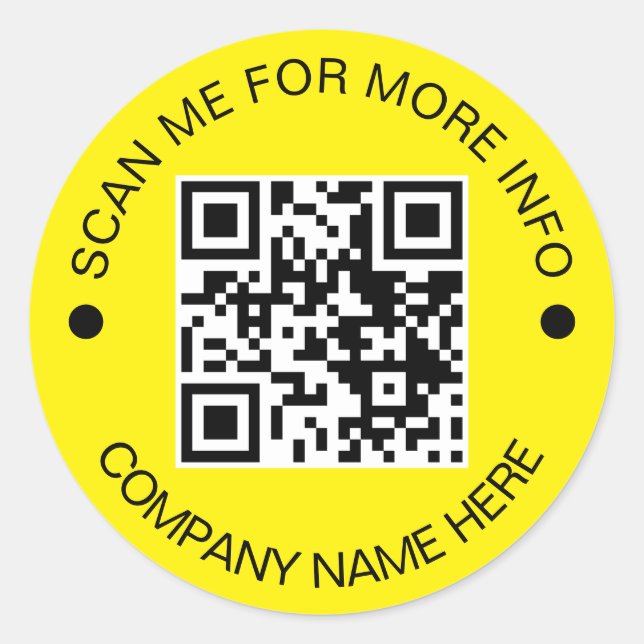 Sticker Rond Code QR personnalisé Rond Jaune étanche Affaires (Devant)