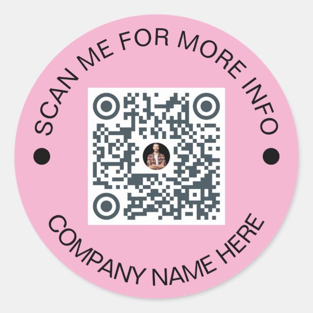 Sticker Rond Code QR personnalisé Rond rose étanche affaires (Devant)