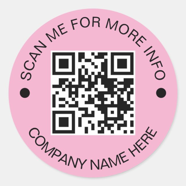 Sticker Rond Code QR personnalisé Rond rose étanche affaires (Devant)