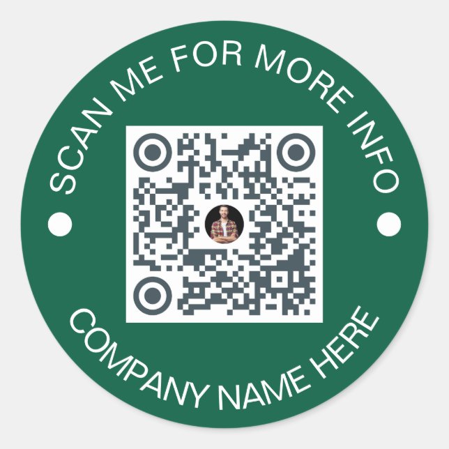 Sticker Rond Code QR personnalisé Rond Vert Waterproof Business (Devant)