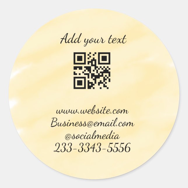 Sticker Rond code QR personnalisé simple ajouter votre nom text (Devant)