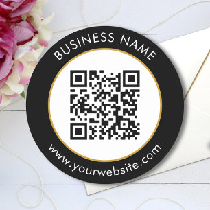 Sticker Rond Code QR personnalisé Texte noir blanc