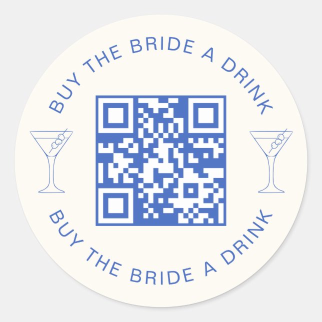 Sticker Rond Code QR pour offrir un verre à la mariée Enterreme (Devant)