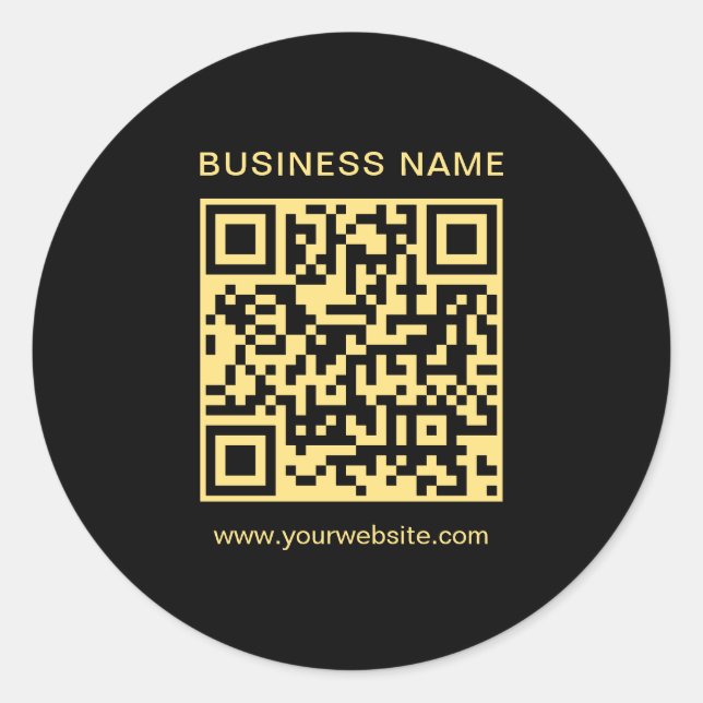 Sticker Rond Code QR professionnel Modèle personnalisé Noir & O (Devant)