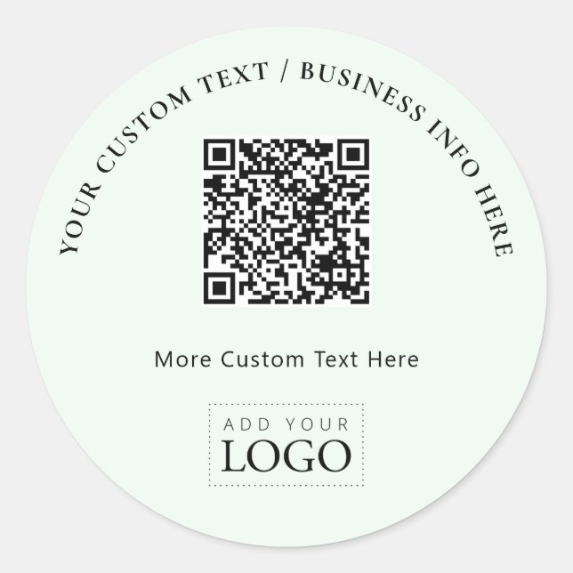 Sticker Rond Code QR promotionnel de logo d'entreprise de menth (Devant)