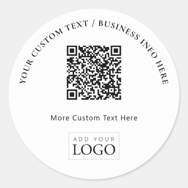 Sticker Rond Code QR promotionnel de logo d'entreprise simple (Devant)