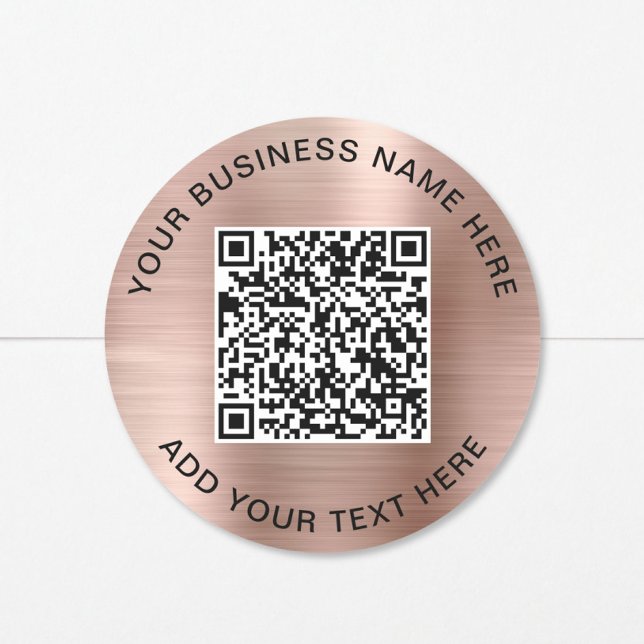 Sticker Rond Code QR Promotionnel Rose Gold (QR Code Promotional Rose Gold Classic Round Sticker)