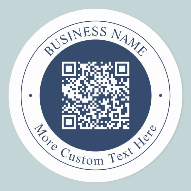 Sticker Rond Code QR & Texte personnalisables | Bleu marine fon (Créateur téléchargé)