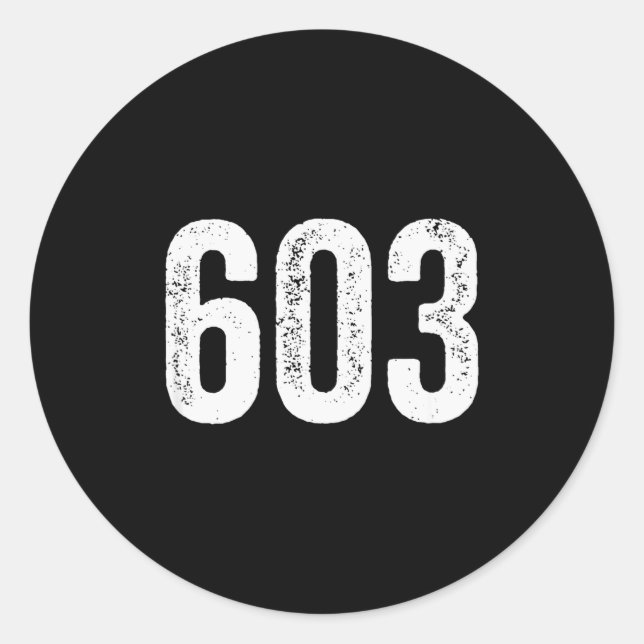 Sticker Rond Code régional 603 en détresse du New Hampshire (Devant)