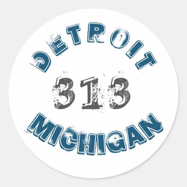 Sticker Rond Code régional du Michigan de Detroit (Devant)
