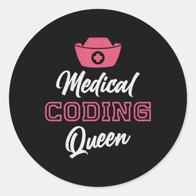 Sticker Rond Coder Médicale Coder Queen Coding Coder Coder prog (Devant)