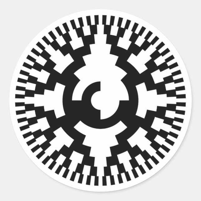 Sticker Rond Codeur rotatif de code gris 8 bits (Devant)