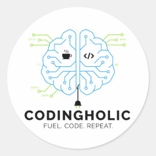 Sticker Rond Codeur Tech Brain Programmeur