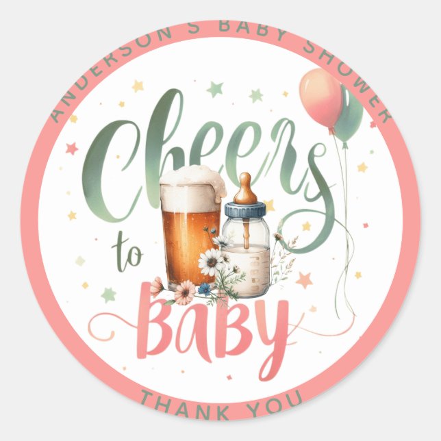 Sticker Rond COED Cheers to Baby est Brassage Bières Bouteilles (Devant)