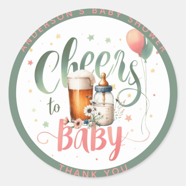 Sticker Rond COED Cheers to Baby est Brassage Bières Bouteilles (Devant)
