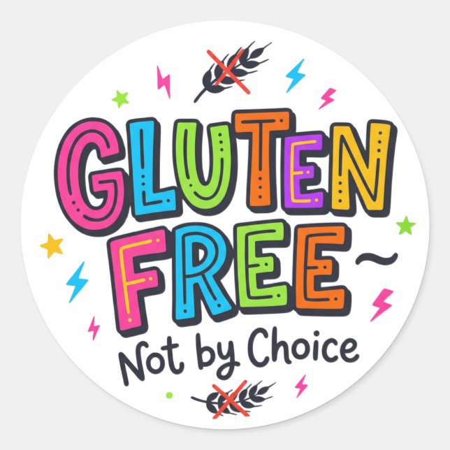 Sticker Rond Coeliac Awareness Gluten Free Not By Choice Colour (Devant)