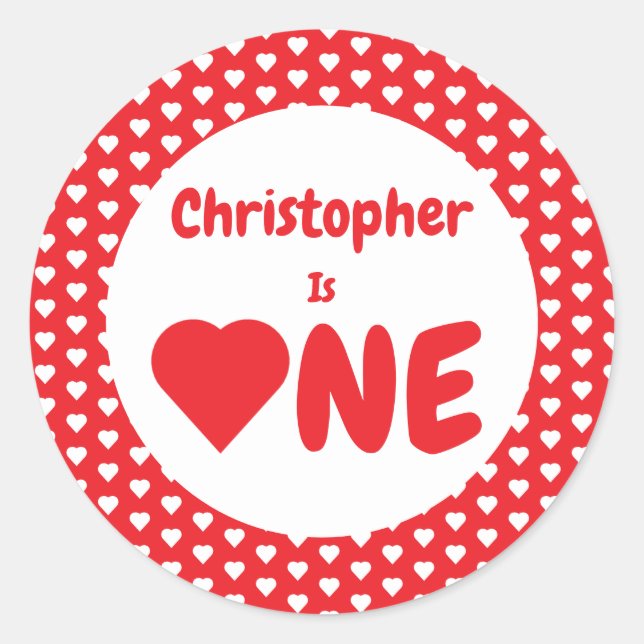 Sticker Rond Coeur 1er anniversaire (Devant)