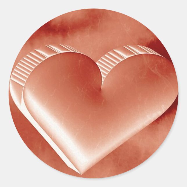Sticker Rond Cœur 3D rouge doux pour la Saint-Valentin (Devant)