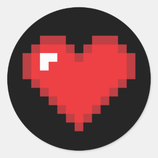 Sticker Rond Coeur 8 bits