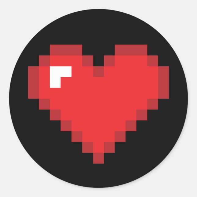 Sticker Rond Coeur 8 bits (Devant)