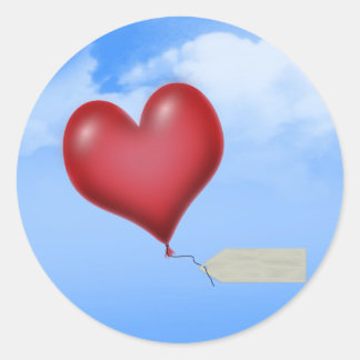 Sticker Rond Coeur à ballon unique avec balise de message