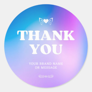 Sticker Rond Cœur à dégradé d'ailes Merci Affaires Mariage