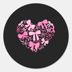 Sticker Rond Coeur à noeud papillon coquette Saint-Valentin ros