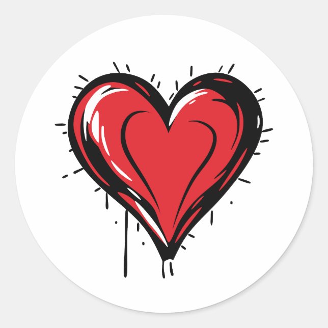 Sticker Rond Coeur Abstrait romantique - Parfait pour la Saint  (Devant)