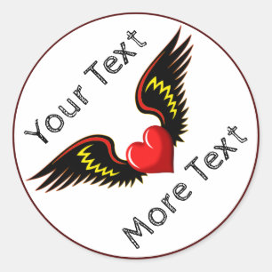 Sticker Rond Coeur ailé Personnaliser