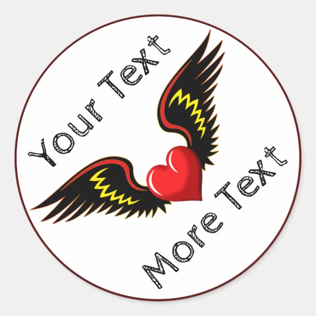 Sticker Rond Coeur ailé Personnaliser (Devant)