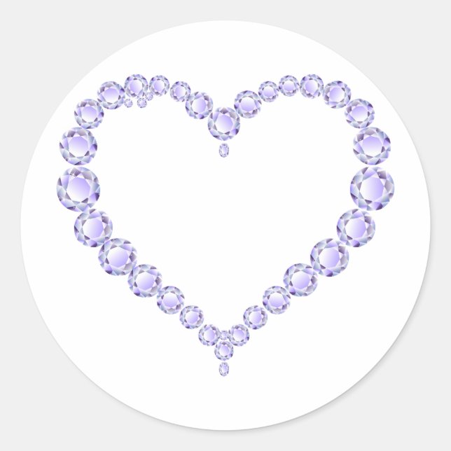 Sticker Rond Coeur Amethyst Gem (Devant)