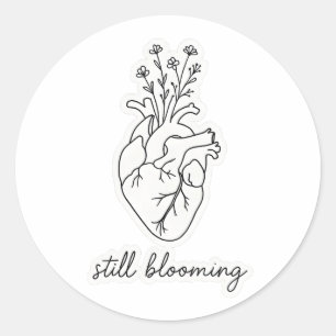 Sticker Rond Cœur Anatomique Floral Toujours en Fleur