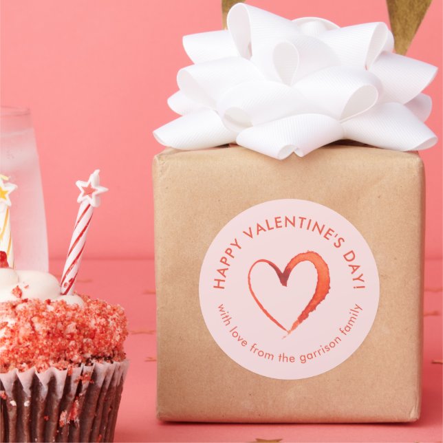 Sticker Rond Cœur aquarelle Joyeuse Saint-Valentin (Fête)