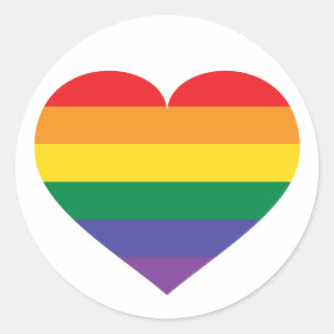Sticker Rond Coeur arc-en-ciel