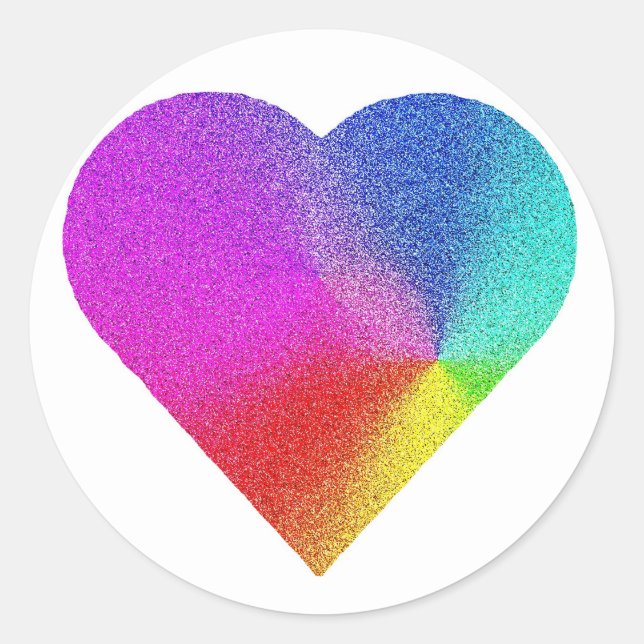 Sticker Rond Coeur arc-en-ciel (Devant)