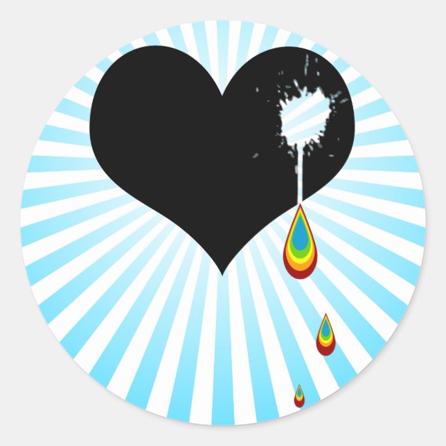 Sticker Rond coeur arc-en-ciel. (Devant)