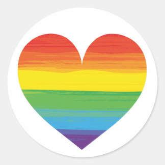 Sticker Rond Coeur arc-en-ciel