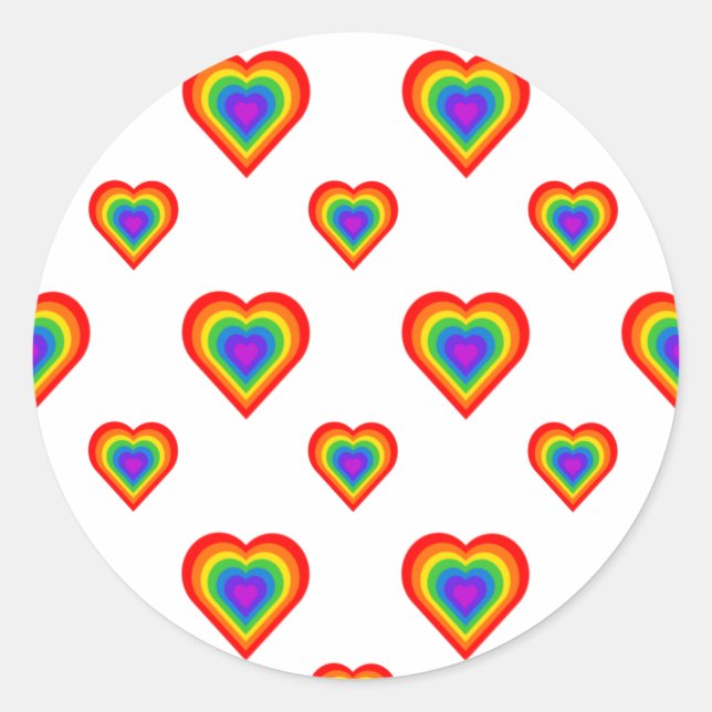 Sticker Rond Coeur arc-en-ciel (Devant)