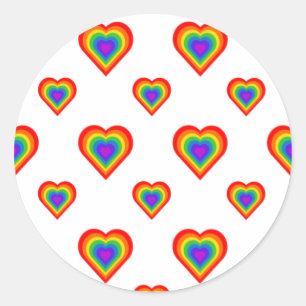 Sticker Rond Coeur arc-en-ciel