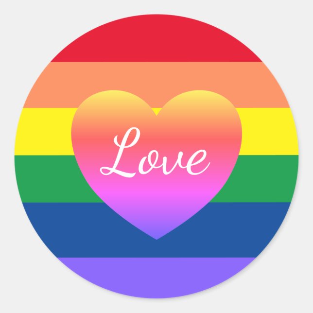 Sticker Rond Coeur arc-en-ciel LGBTQ gay pride (Devant)