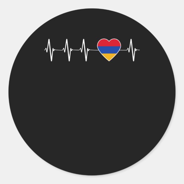 Sticker Rond Coeur arménien I Love Arménie Flag Heart Pride (Devant)