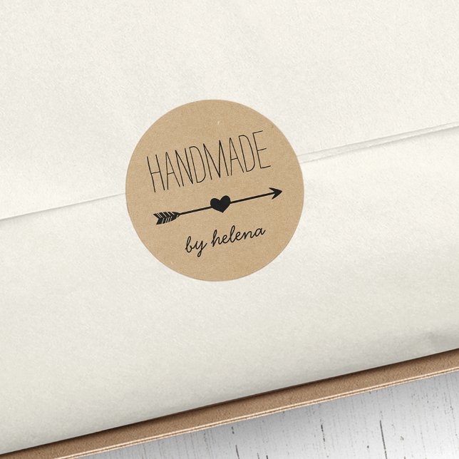 Sticker Rond Coeur artisanal | Rustique Kraft Look (Créateur téléchargé)